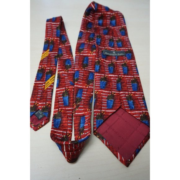 _57.JPG?set_id=880000500F Ermenegildo Zegna Red Brick Flower Pot VINTAGE Silk Tie Made in Italy
